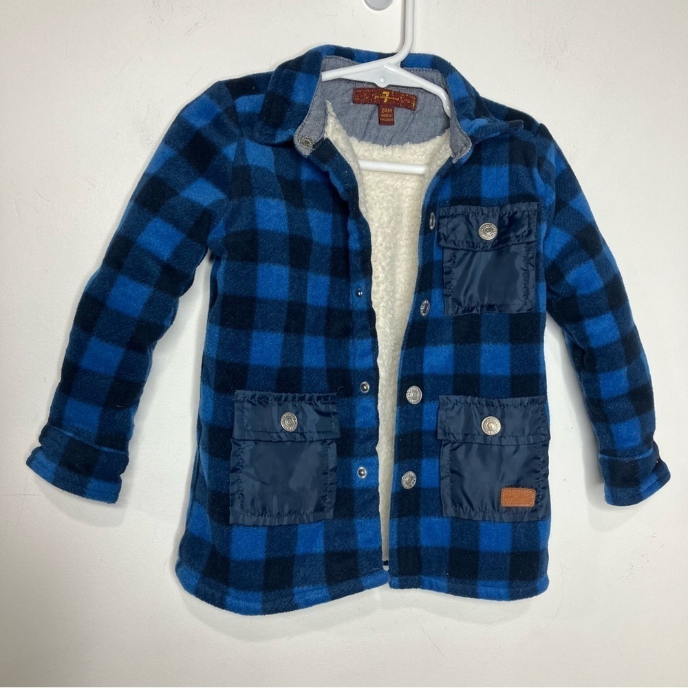 7 for all mankind Sherpa lined jacket buffalo plaid size 24‎ months